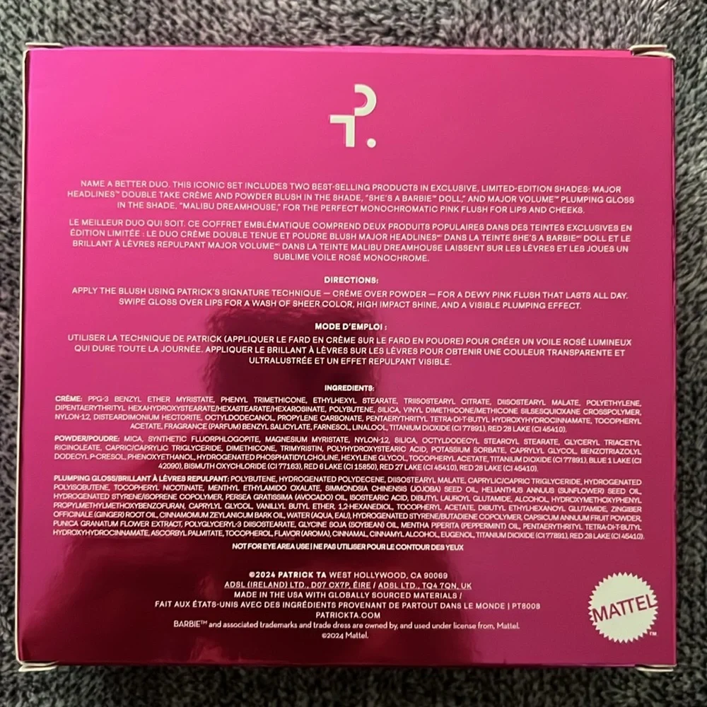 Patrick Ta x Barbie Blush Duo and Lip Plumper Set. LIMITED EDITION. Brand new - Picture 5 of 5